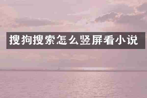 搜狗搜索怎么竖屏看小说