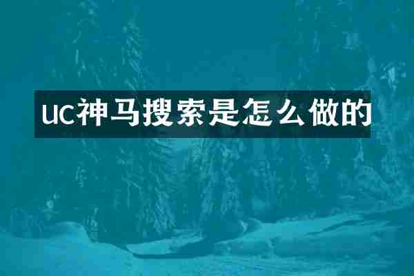 uc神马搜索是怎么做的