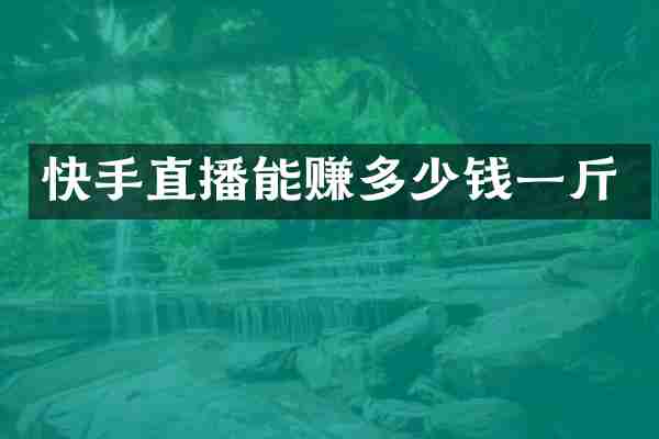 快手直播能赚多少钱一斤
