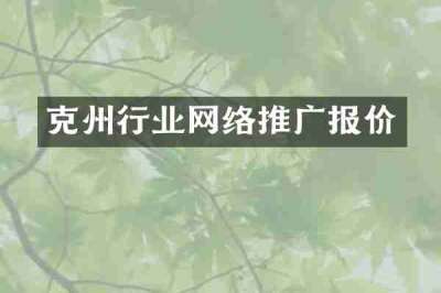 克州行业网络推广报价