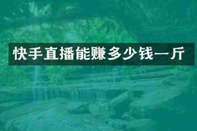 快手直播能赚多少钱一斤