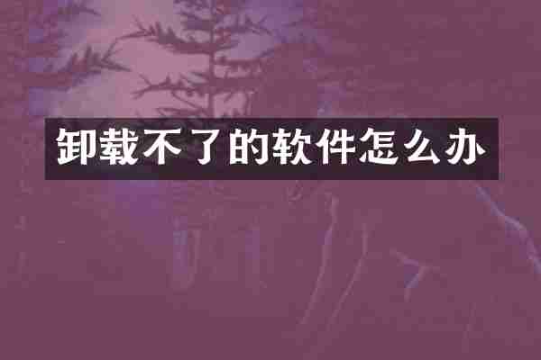 卸载不了的软件怎么办