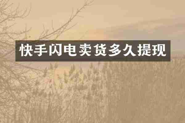 快手闪电卖货多久提现