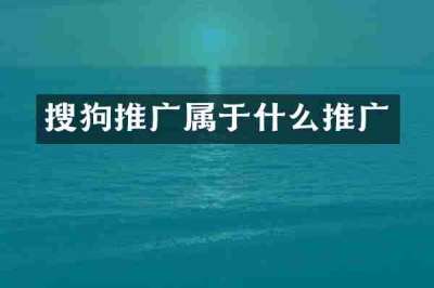 搜狗推广属于什么推广