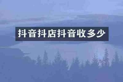 抖音抖店抖音收多少