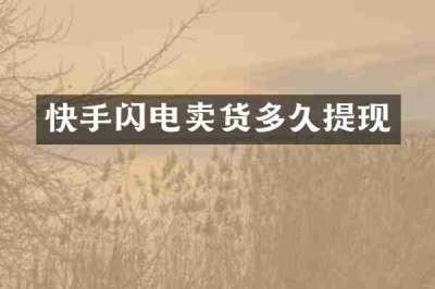 快手闪电卖货多久提现