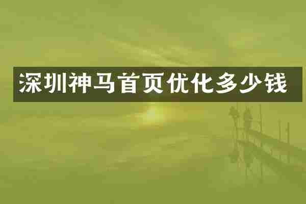 深圳神马首页优化多少钱