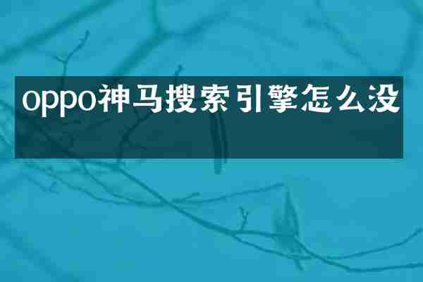 oppo神马搜索引擎怎么没了