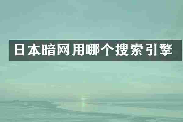 日本暗网用哪个搜索引擎