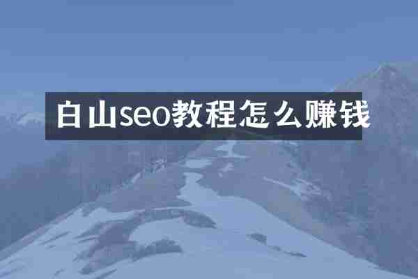 白山seo教程怎么赚钱