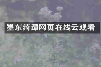墨东绮谭网页在线云观看