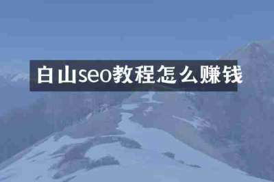 白山seo教程怎么赚钱