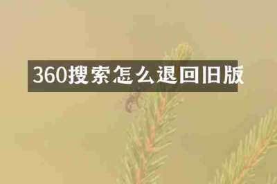 360搜索怎么退回旧版