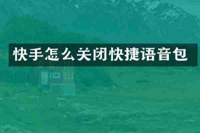 快手怎么关闭快捷语音包
