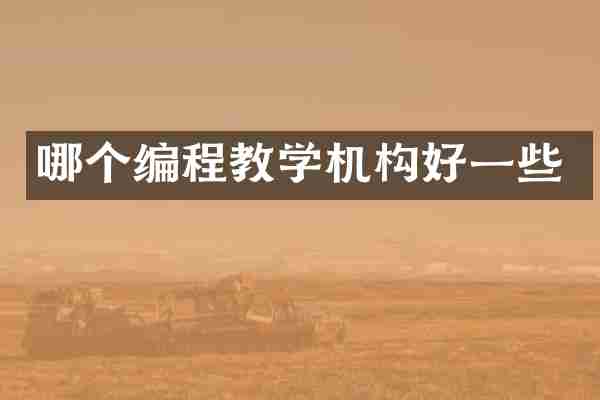 哪个编程教学机构好一些