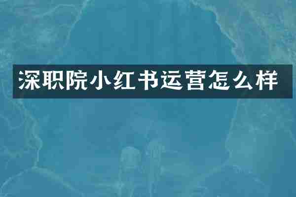深职院小红书运营怎么样