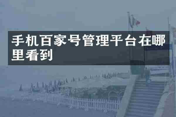 手机百家号管理平台在哪里看到
