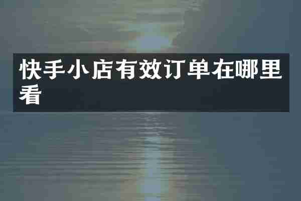 快手小店有效订单在哪里看