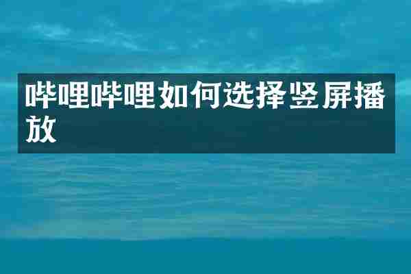 哔哩哔哩如何选择竖屏播放