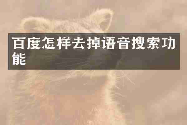 百度怎样去掉语音搜索功能