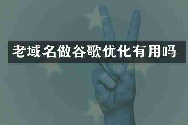 老域名做谷歌优化有用吗