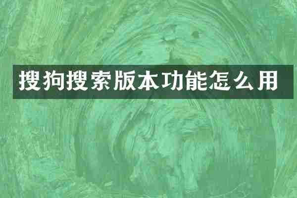 搜狗搜索版本功能怎么用