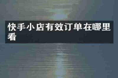 快手小店有效订单在哪里看