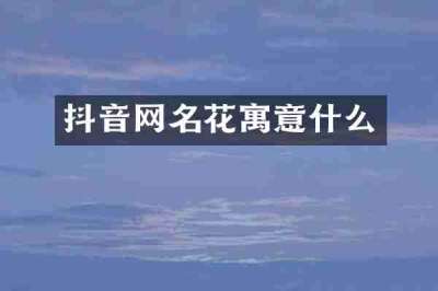 抖音网名花寓意什么