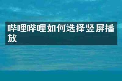 哔哩哔哩如何选择竖屏播放