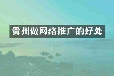 贵州做网络推广的好处