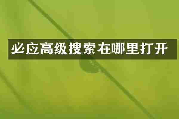 必应高级搜索在哪里打开