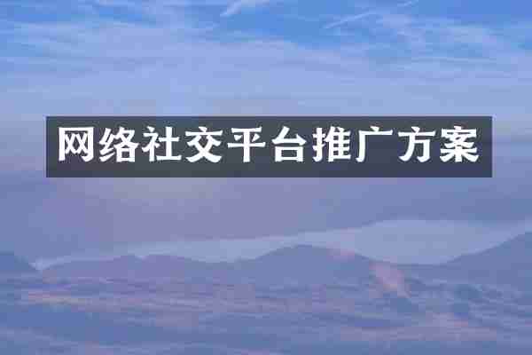 网络社交平台推广方案