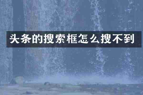头条的搜索框怎么搜不到