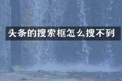 头条的搜索框怎么搜不到