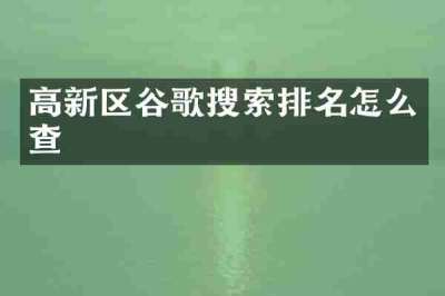 高新区谷歌搜索排名怎么查