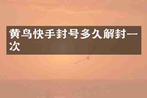 黄鸟快手封号多久解封一次