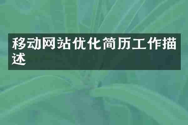 移动网站优化简历工作描述