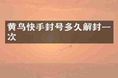 黄鸟快手封号多久解封一次