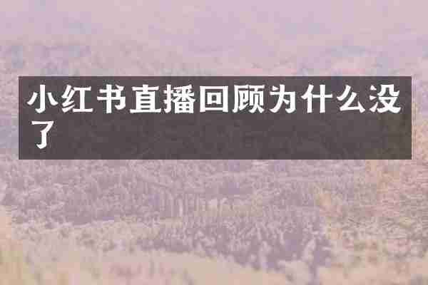 小红书直播回顾为什么没了