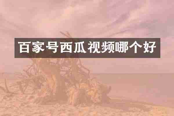 百家号西瓜视频哪个好