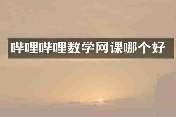 哔哩哔哩数学网课哪个好