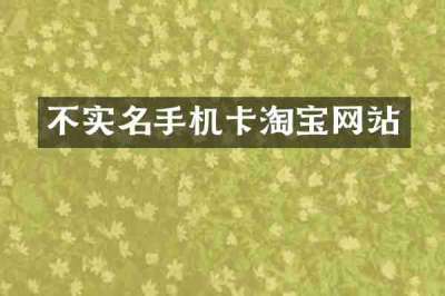 不实名手机卡淘宝网站