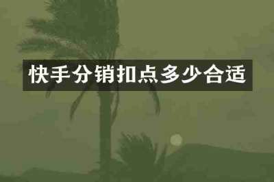 快手分销扣点多少合适
