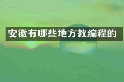 安徽有哪些地方教编程的