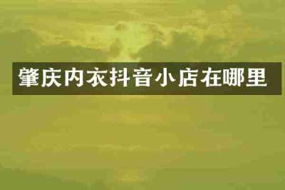 肇庆内衣抖音小店在哪里