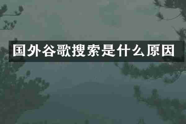 国外谷歌搜索是什么原因