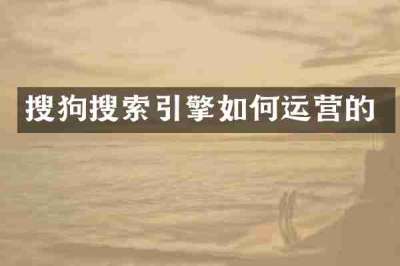 搜狗搜索引擎如何运营的