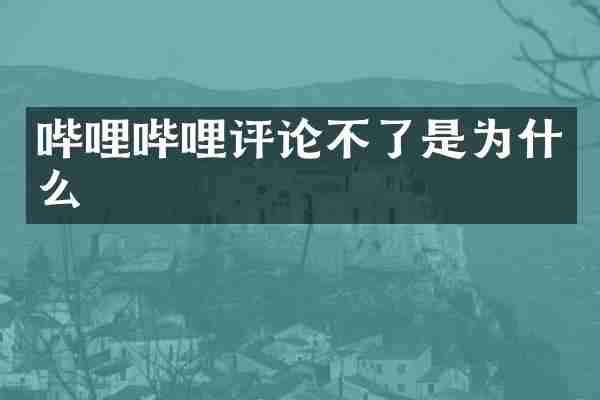 哔哩哔哩评论不了是为什么