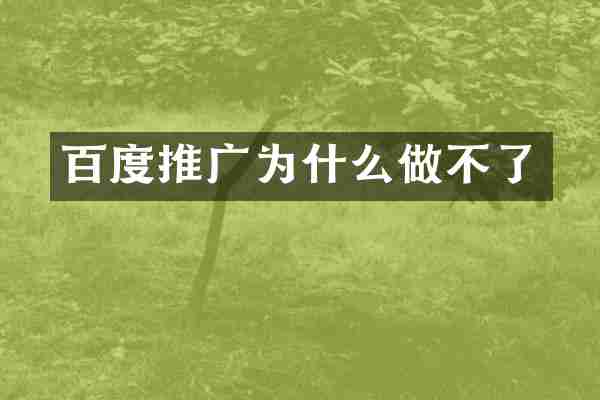 百度推广为什么做不了