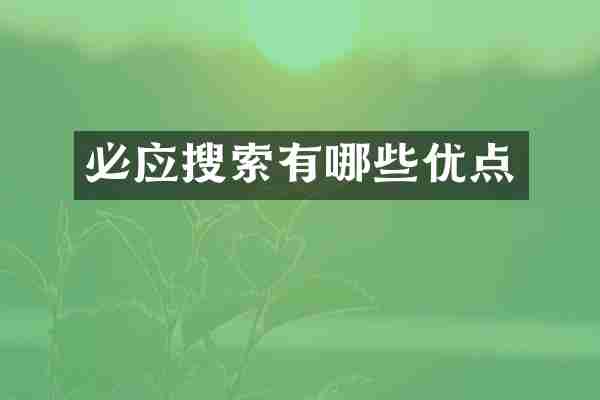 必应搜索有哪些优点